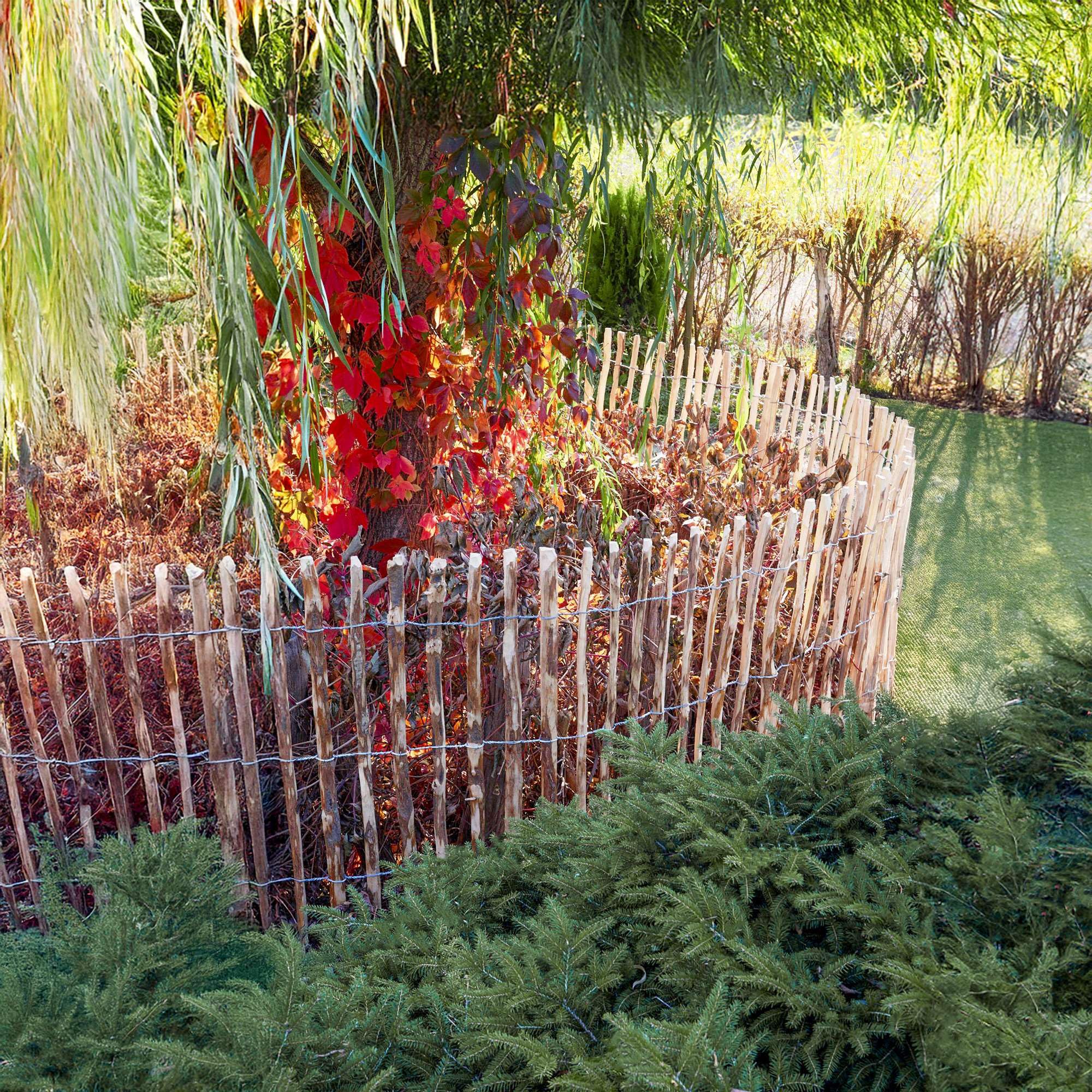 BOGATECO Clôture ganivelle à Lattis Noisetier Bois | 100 cm de Hauteur et 500 cm de Long | Distance entre Lattes 4-5 CM | Clôture de Jardin | Peut être Utilisé Comme de Support pour les Vignes