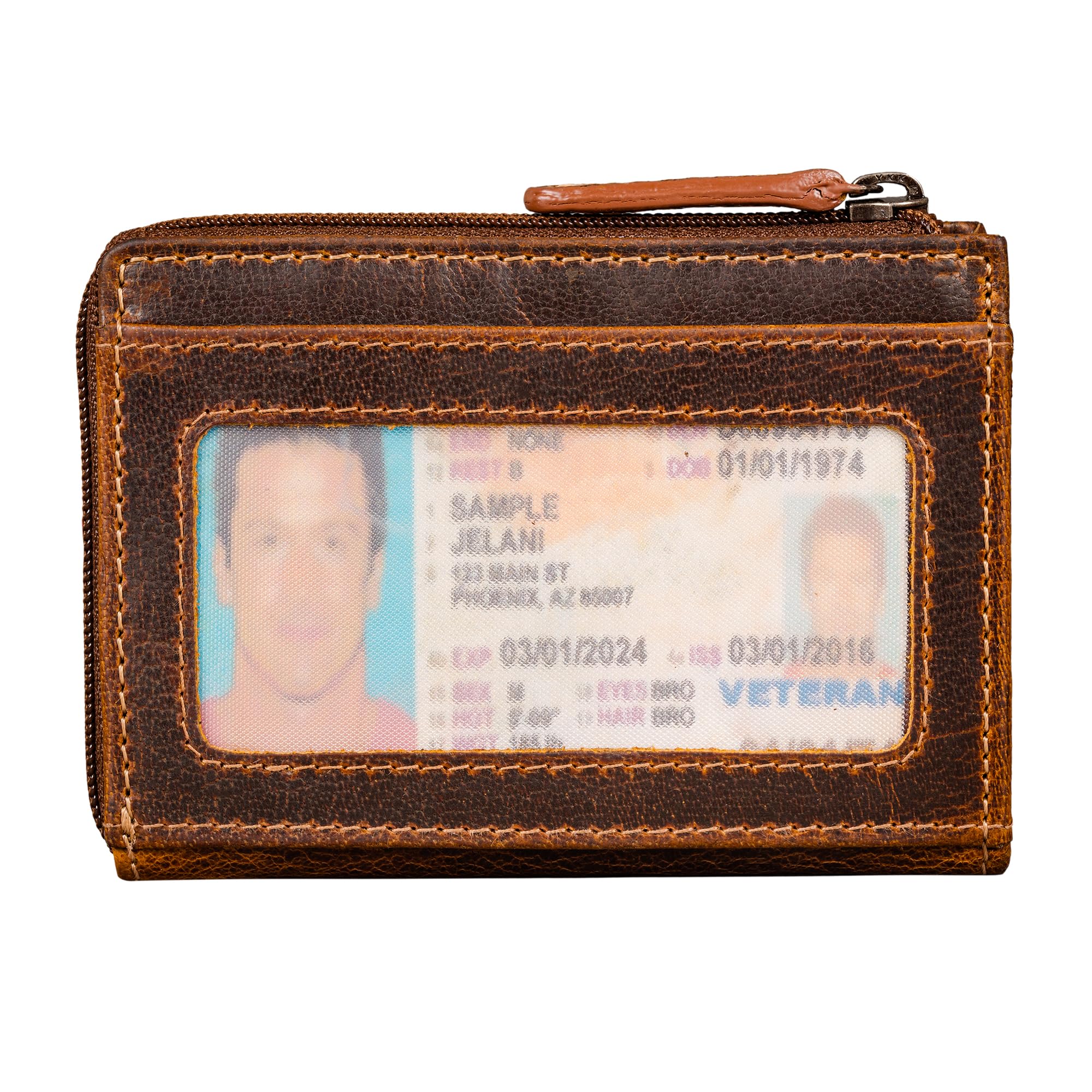 STILORD "Cardino Tarjetero Hombre Piel Auténtica Tamaño Compacto - Monedero Mujer Billetera Pequeña Card Holder Wallet - Cartera Cuero Delgada Cartera con Monedero RFID Color:luino - marrón