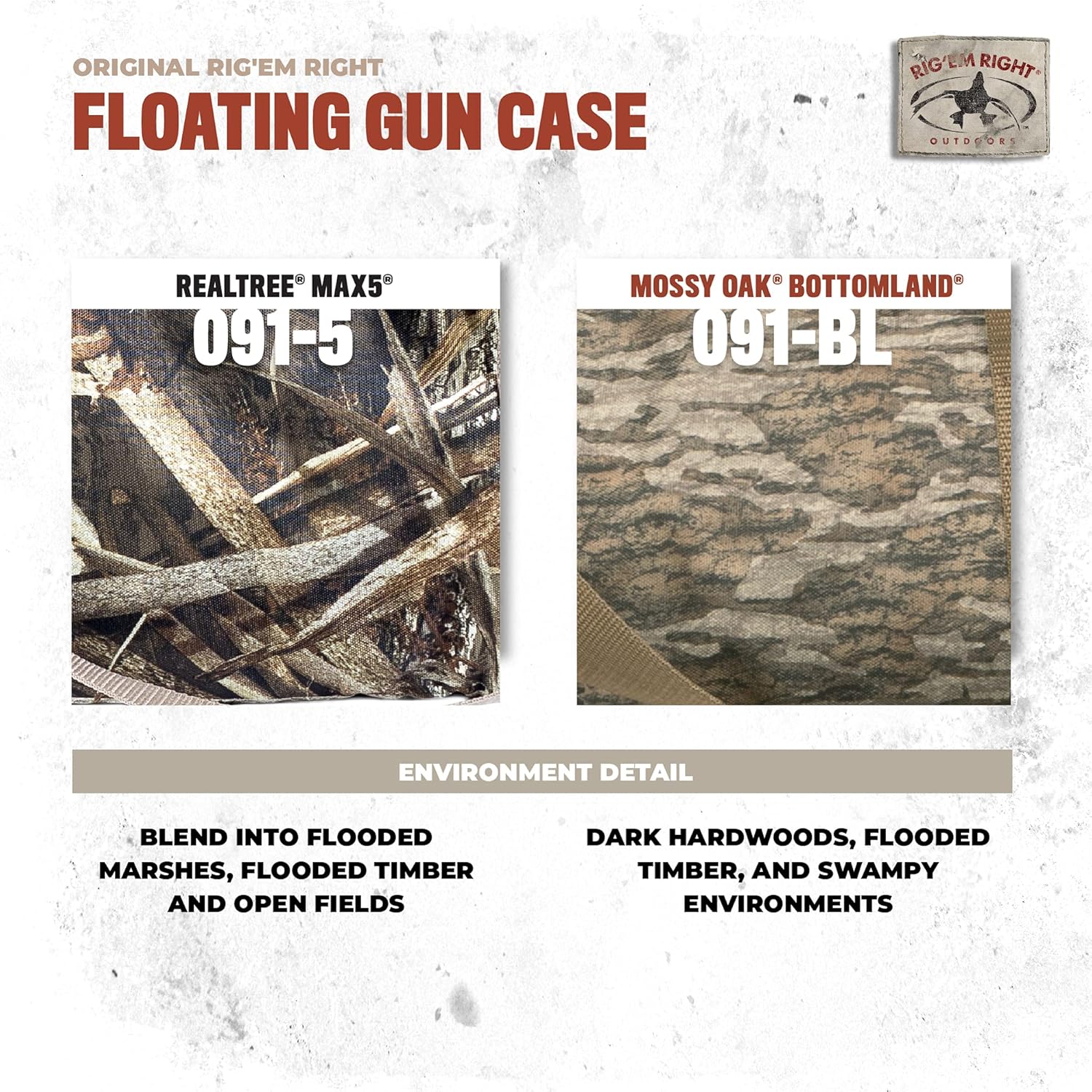 Rig'Em Right Waterfowl Sure Shot Soft Shell Floating Gun Case for Bird Hunting with Oversized Zippers and Adjustable Shoulder Strap