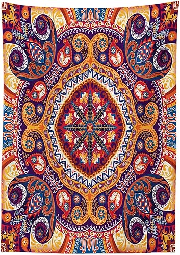 Miniatura 5 de Ambesonne Mantel de cachemira, estilo ornamental, diseño inspirado en flores y hojas, mantel rectangular para decoración de comedor y cocina, 60 x