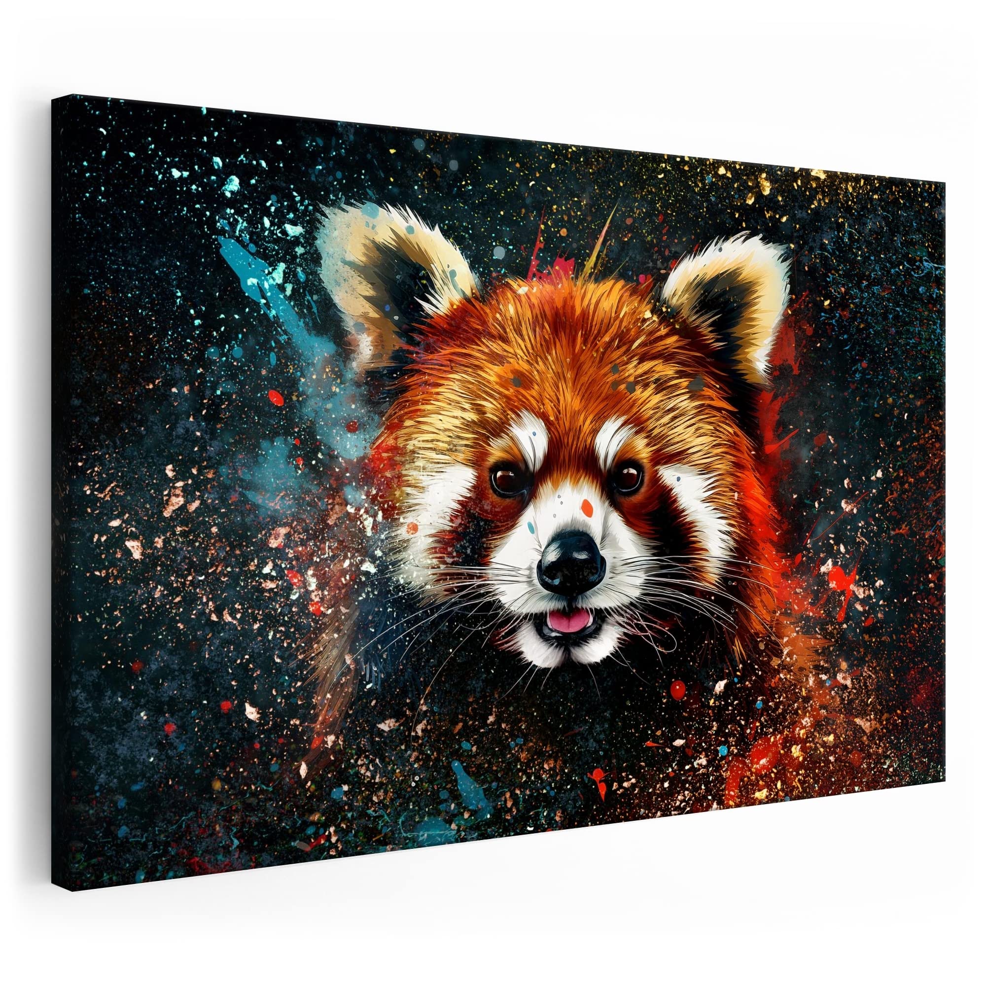 Artmazing | Roter Panda Bild Bunt | Pop Art Bilder | Bilder Katzenbär Modern | Katzenbärenbilder Modern | Moderne Bilder XXL | Wandbild Kleiner Panda Deko XXL | Bild Leinwand XXL | Katzenbären Bilder