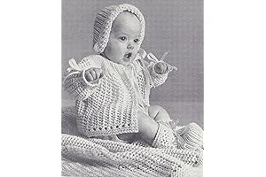 Vintage Knitting Patterns: Newborn Baby Layette - Cardigan, Bonnet, Booties, Blanket, Hat