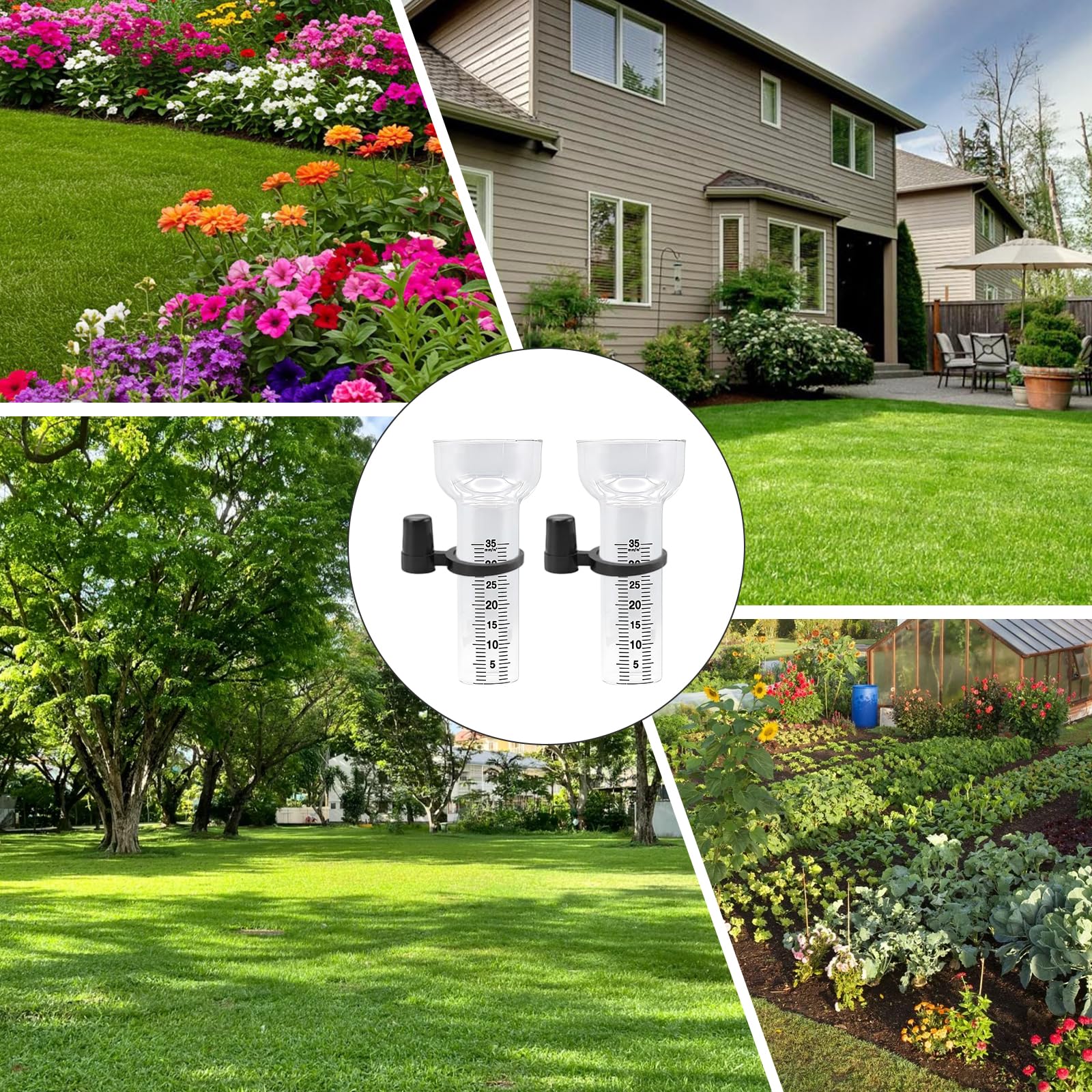 Lot de 4 Pluviomètres, Pluviometre Exterieur Jardin avec Support, Pluviomètre en Verre RéSistant de 35 mm, Mesureur de Pluie et de Précipitations, pour Cour, Jardin et Espaces Extérieurs