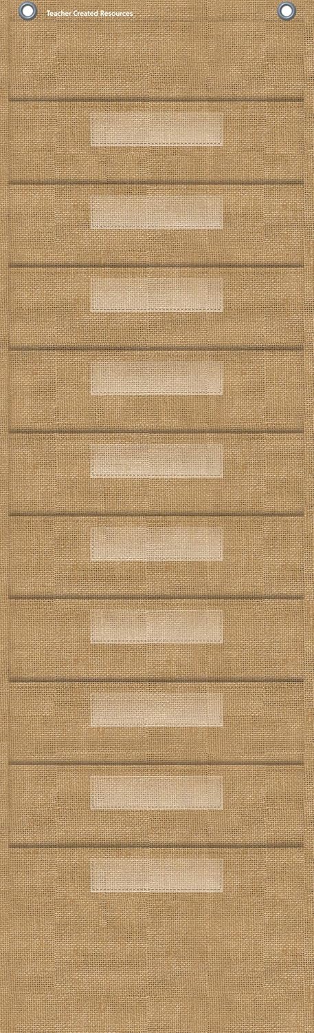 Teacher Created Resources Burlap 10 Pocket File Storage Pocket Chart (14" x 58") - 20840