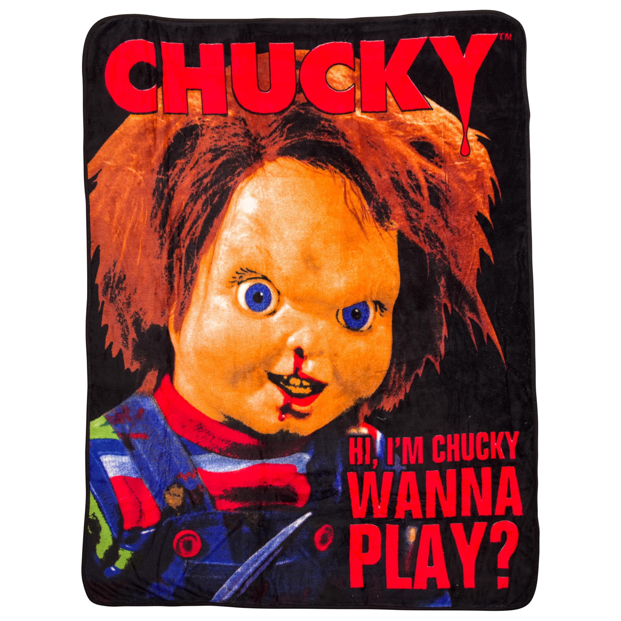 Silver Buffalo Chucky Wanna Play Fleece Throw Blanket - 50x60 Inches | Soft and Cozy Blanket for Horror Fans