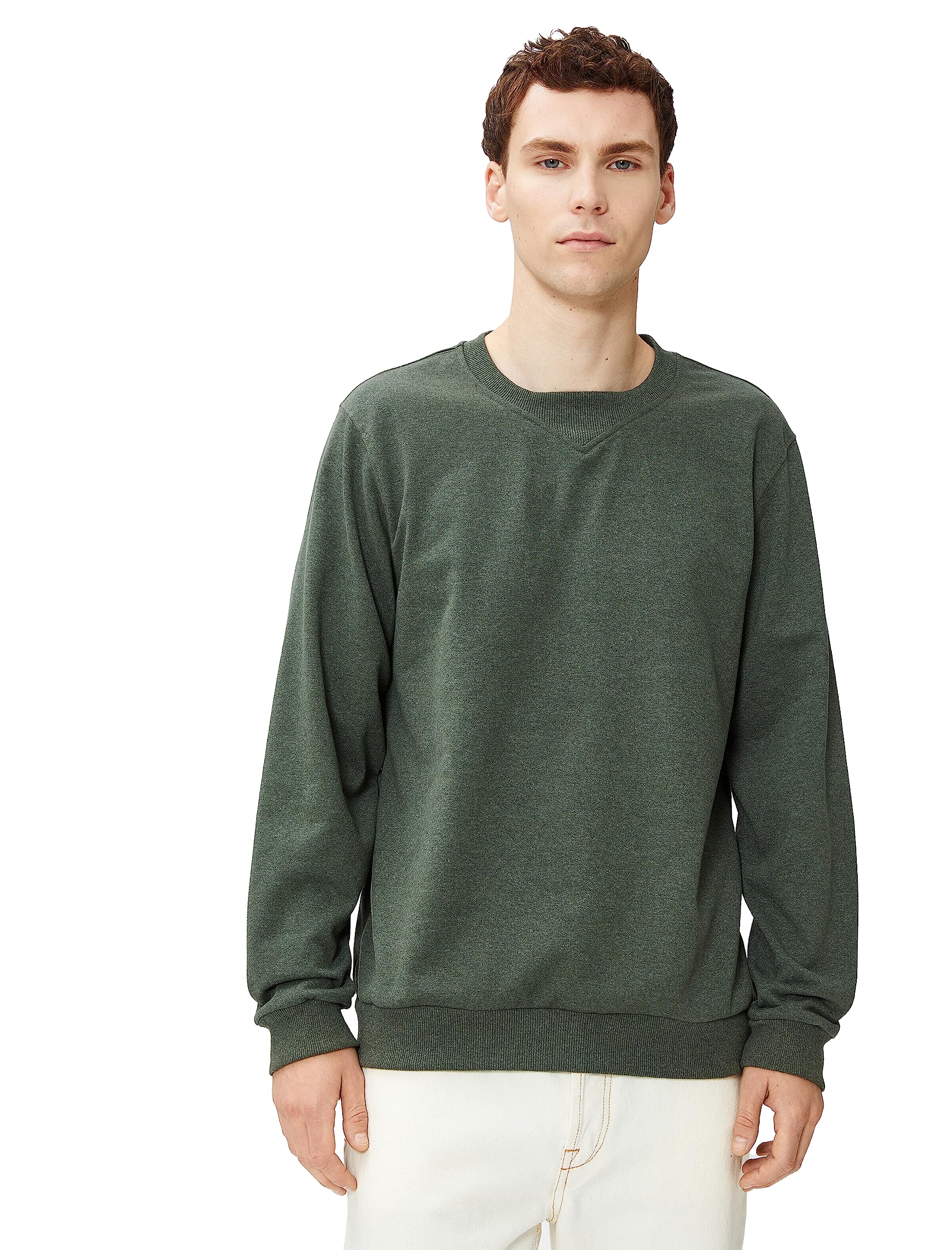 Basic Sweat Bisiklet Yaka Dikiş Detaylı Uzun Kollu