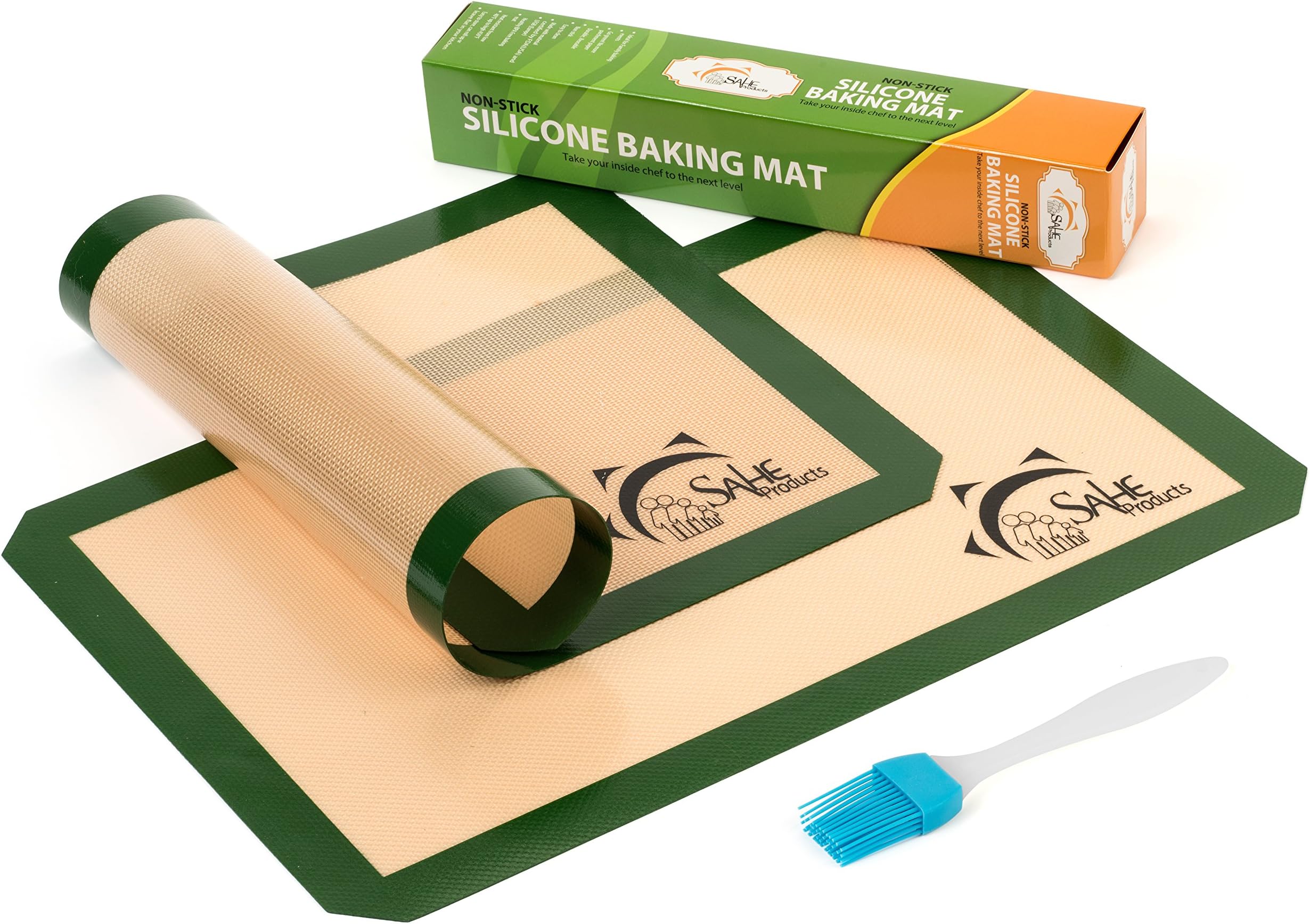 Non-Stick Silicone Baking Mat And Sheets 2 Pack 16.5" X 11.5" Green