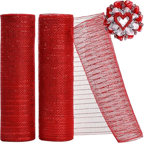 Vista 88 de TONIFUL 2 rollos de cinta de malla decorativa amarilla de 10 pulgadas, malla de tela con papel de aluminio para suministros de corona, corona