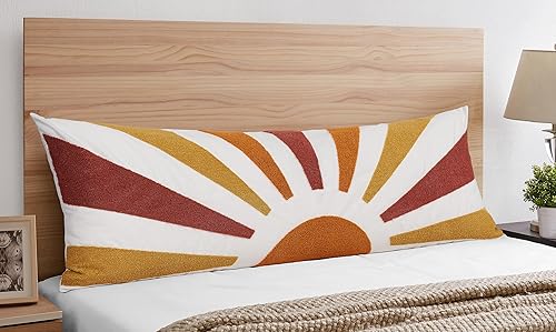 Miniatura 2 de Sweet Jojo Designs Funda de almohada corporal unisex de estilo bohemio desgastado chic con diseño de sol y niña, funda de almohada decorativa para
