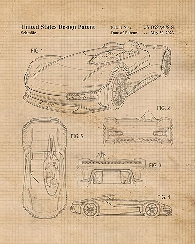 Miniatura 5 de Classic Auto Patent Prints, 4 (8x10) Unframed Photos, Wall Art Decor Gift for Home Office Man Cave Porsche Workshop Garage College Engineer Student