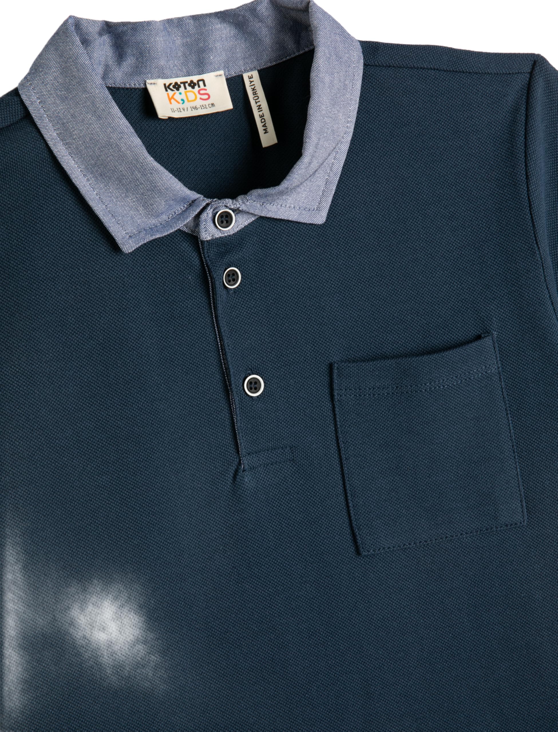 Koton Koszulka Chłopcy Polo Neck T-shirt Short Sleeve One Pocket Detail Cotton