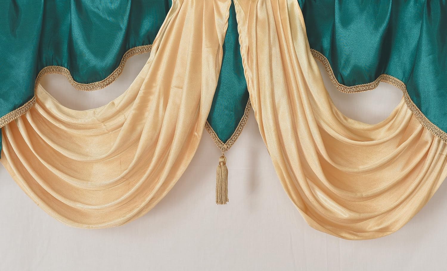 GOHD Valarie Fancy Window Valance. 54 x 18. Taffeta Fabric with Soft Satin Swag. Add Some Royal luxruy Accent to Your Home. (Teal) - Image 4