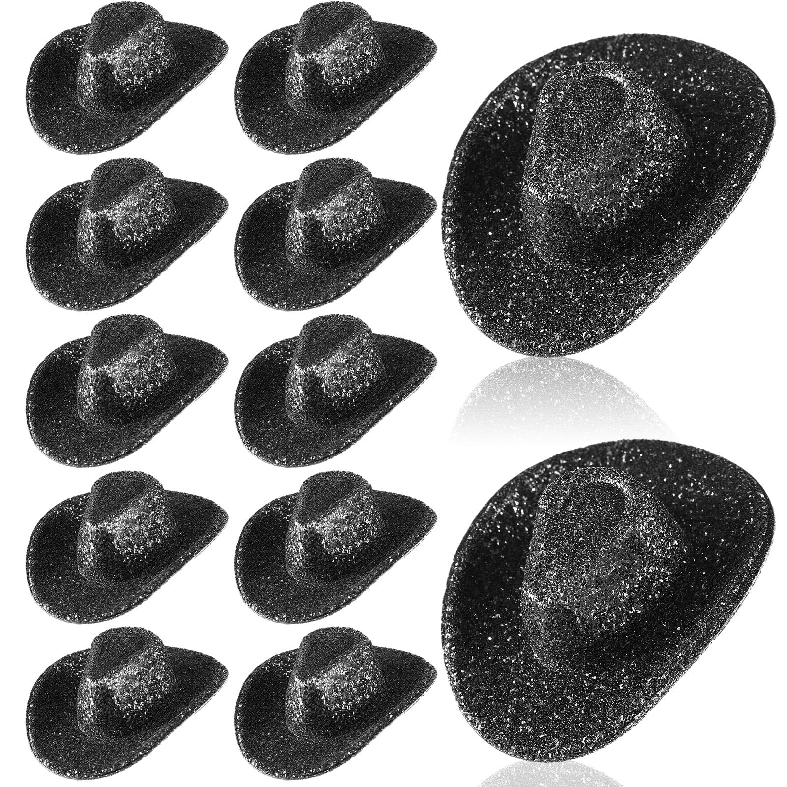 Sotiff 12 Pcs Mini Western Cowboy Hat Small Disco Hat Miniature Cute Cap for Party Drinks Cupcake Toppers