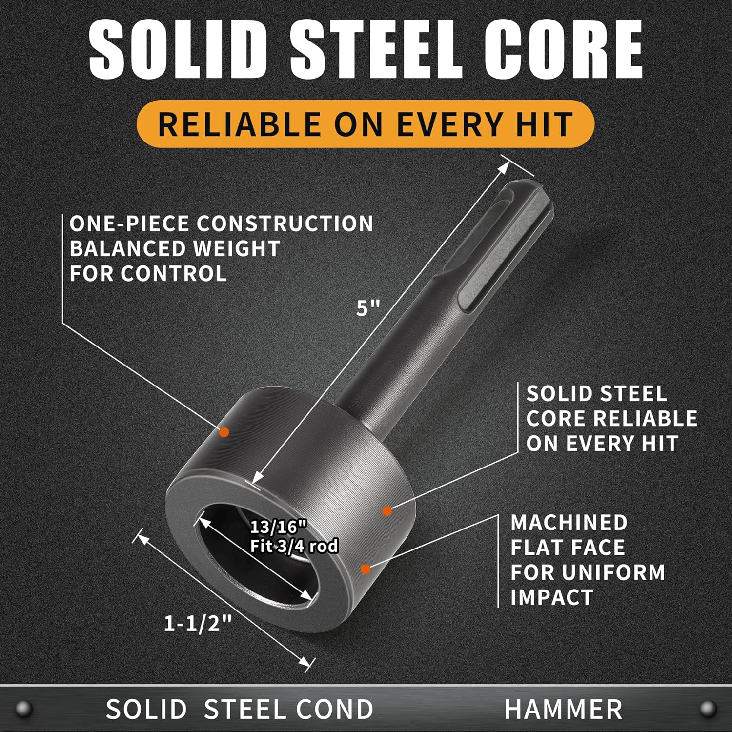 SDS Plus Ground Rod Driver – Hammer Drill Attachment for Driving Ground Rods, Rebar and Steel Rods