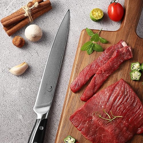 Miniatura 7 de Cuchillo de cocina de Damasco, cuchillo de cocina profesional forjado con VG10 Super Steel de 67 capas de Damasco, mango ergonómico de ABS