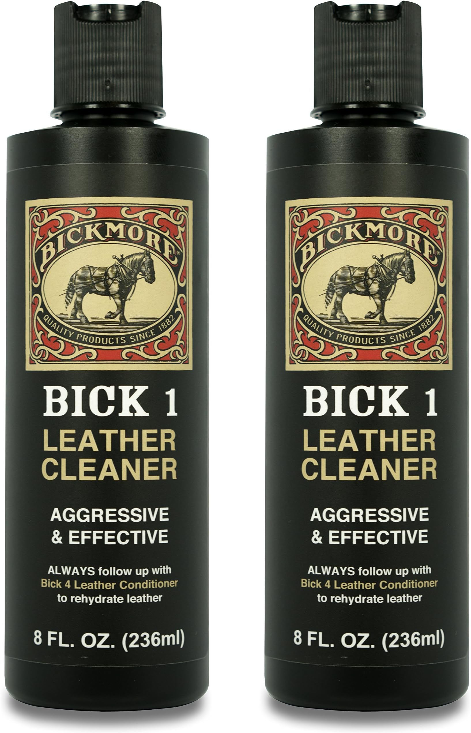 Bick 1 Leather Cleaner 8 oz (2 Pack) - Clean Dirt, Oil, Sweat, Salt, and Water Stains from All Colored, White, and Black Leather