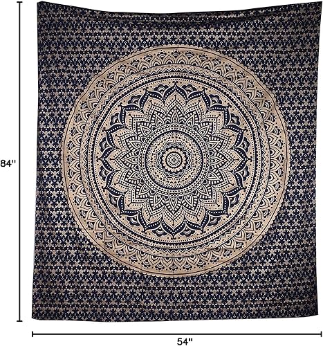 Vista 144 de Popular Handicrafts Tapestry Wall Hanging Hippie Ombre Mandala Bohemian HippyMetallic Shine Intricate Indian Tapestries Bedspread 84 x 90 Inches