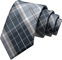 RBOCOTT Men's 3.15" Stripe Plaid Necktie - Classic 8cm Wide Business Wedding Tie, Microfiber Comfort