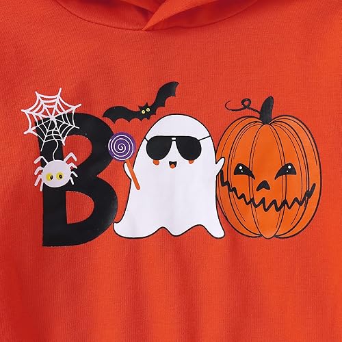 Vista 4 de Ritatte Conjunto de ropa de manga larga con capucha y fantasma de calabaza para bebé niño, sudadera con capucha y pantalón para otoño e invierno