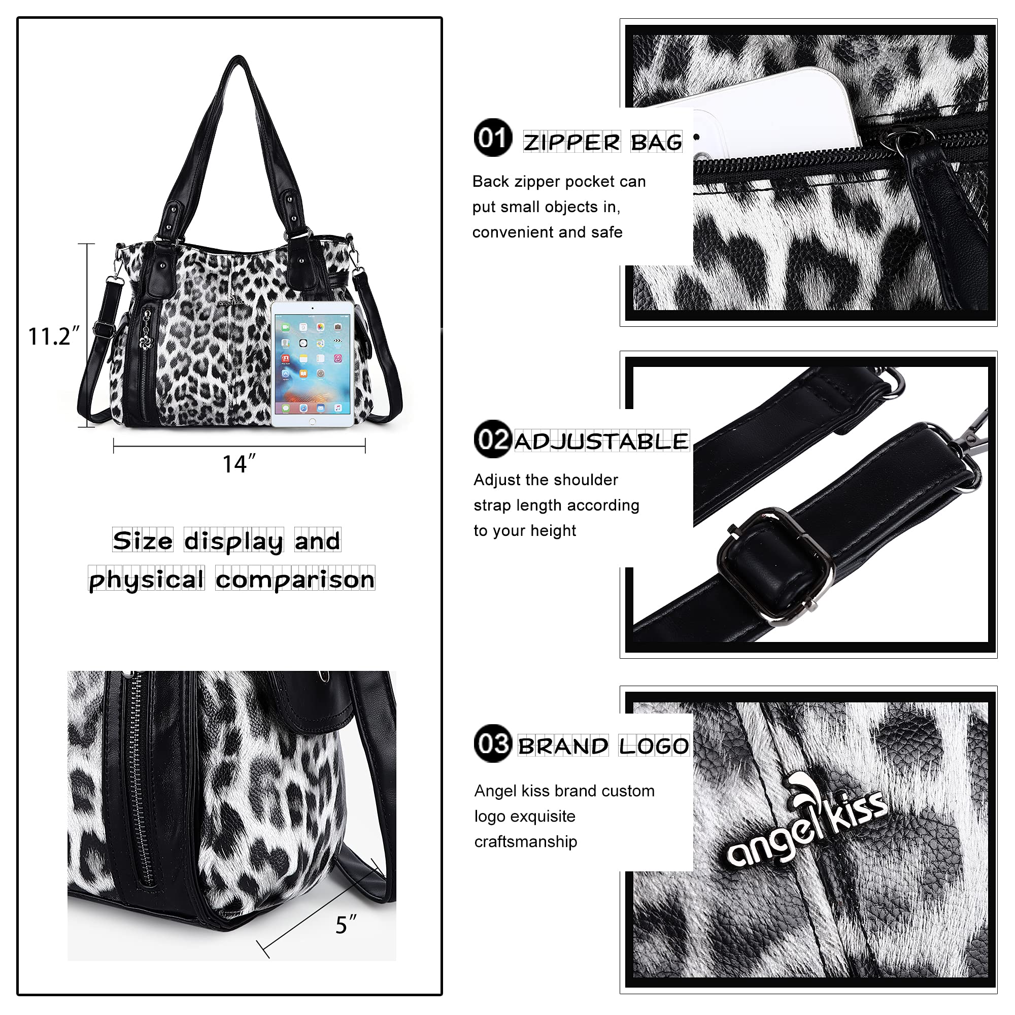 Angel Kiss Handtaschen für Damen, Hobo-Geldbörse, geräumig, lässig, Schultertaschen, PU-Tragetasche, Umhängetasche für Damen