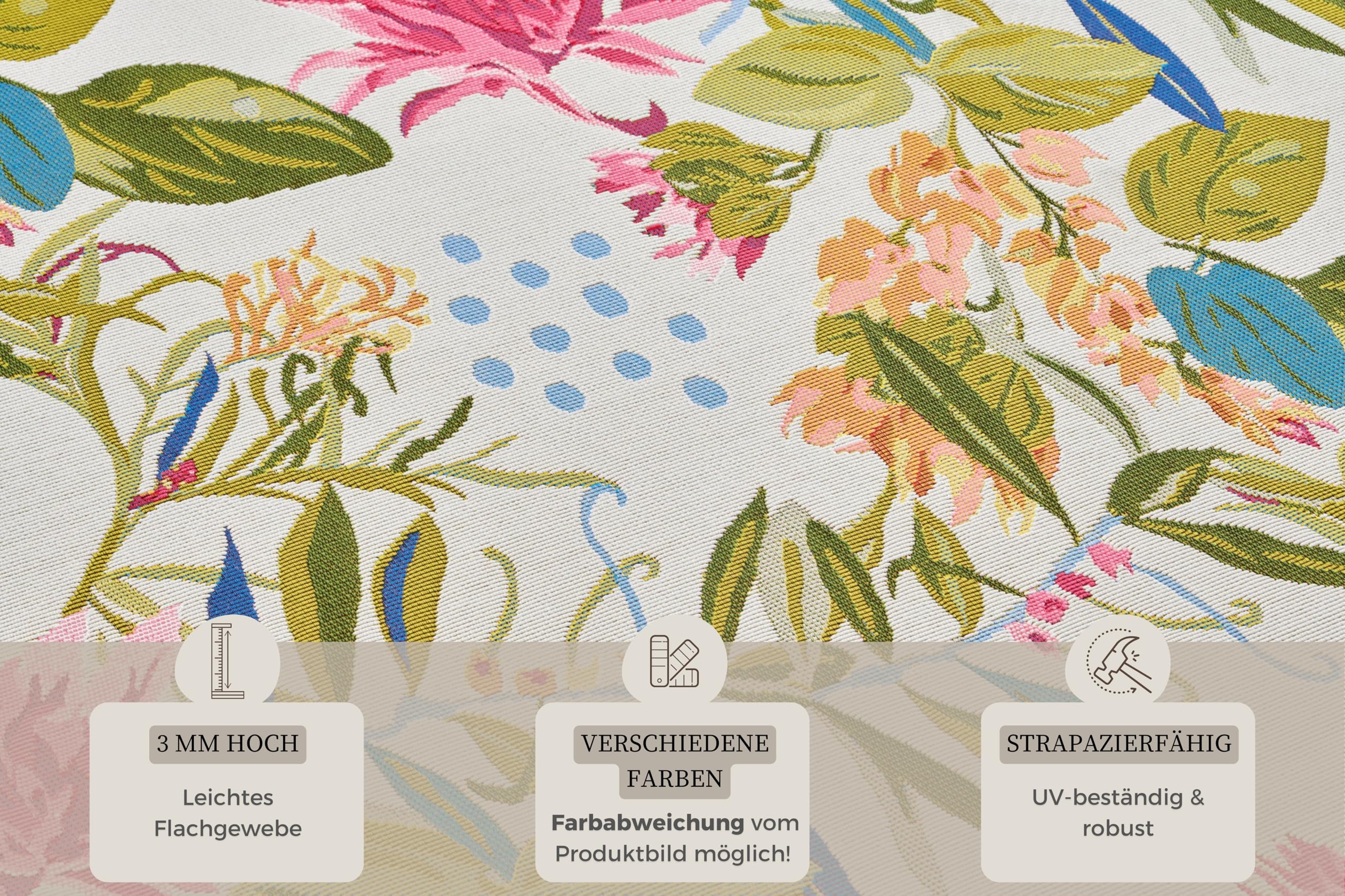 HANSE Home Flowers and Leaves Indoor & Outdoor Rug, Flat Woven, Tropical Jungel Floral Design - Image 3