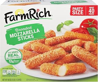 Farm Rich Breaded Mozzarella Cheese Sticks 48 oz - Crispy Frozen Snacks, Party Appetizers with Real Mozzarella
