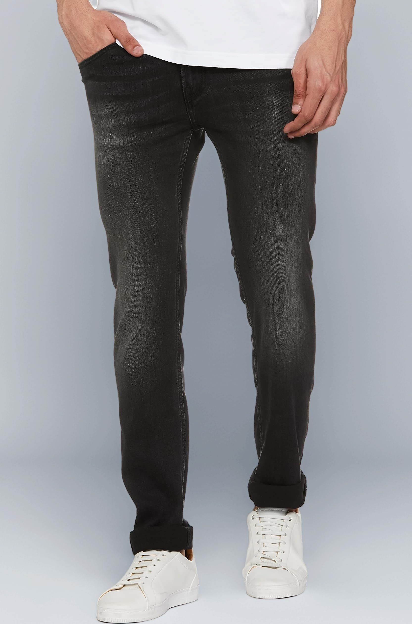Men's Straight Fit Mid Rise Holborne Sim Fit Mid Waist Straight Leg Jeans