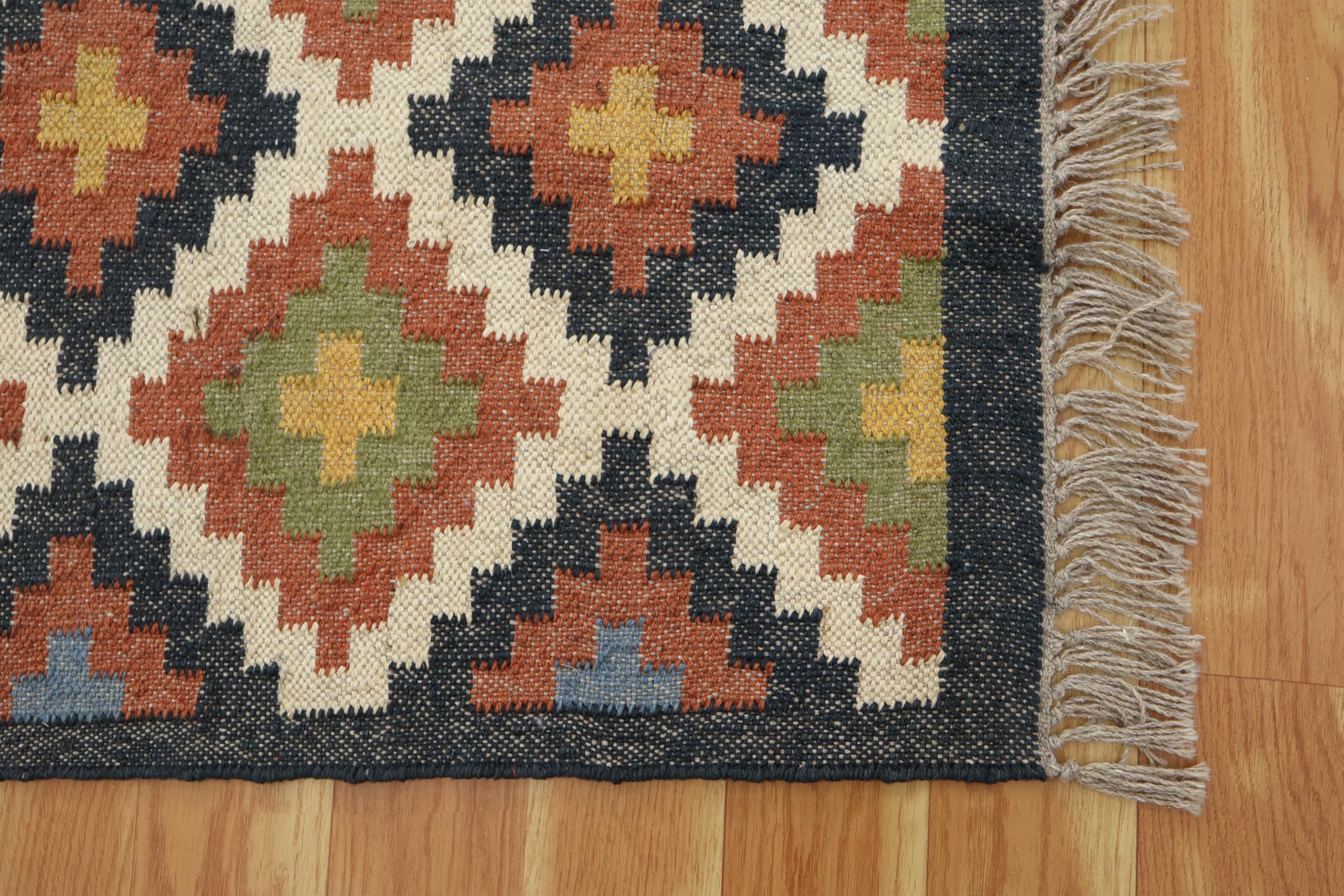 Tapis en jute tissé à la main 61 x 91 cm – Tapis bohème en laine de jute tissée à la main pour salon, bureau, maison – Tapis bohème en laine à tissage plat pour cuisine, jardin, yoga