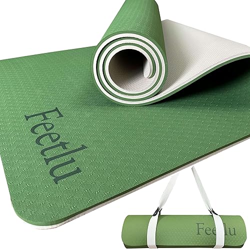 Esterilla de yoga extra gruesa con correa, 25 pulgadas (0.394 in), alfombrilla de entrenamiento antideslizante para yoga, pilates y ejercicios de