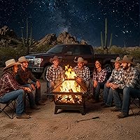 Vista 8 de Sunnydaze Decor Northern Galaxy fogata con diseño cuadrado para quemar leña con parrilla para cocinar y pantalla protectora contra chispas, de 32".