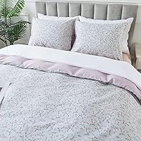 Vista 60 de HoneiLife Juego de funda de edredón floral 100% algodón, 3 piezas, suave, ropa de cama botánica con cierre de cremallera y lazos en las esquinas