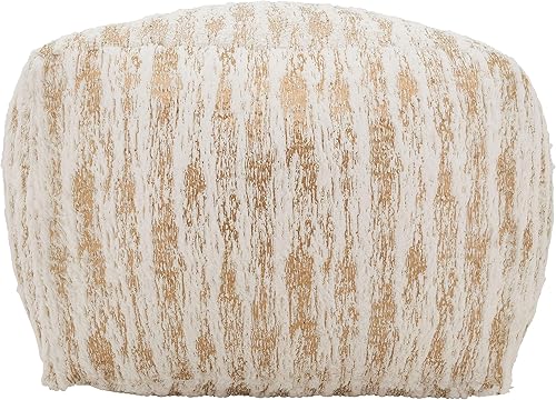 Miniatura 3 de SARO LIFESTYLE Matterhorn Collection Foil Print Faux Fur Pouf, 20" x 20" x 14", Gold Dorado,Plata,https://www.amazon.com/dp/undefined