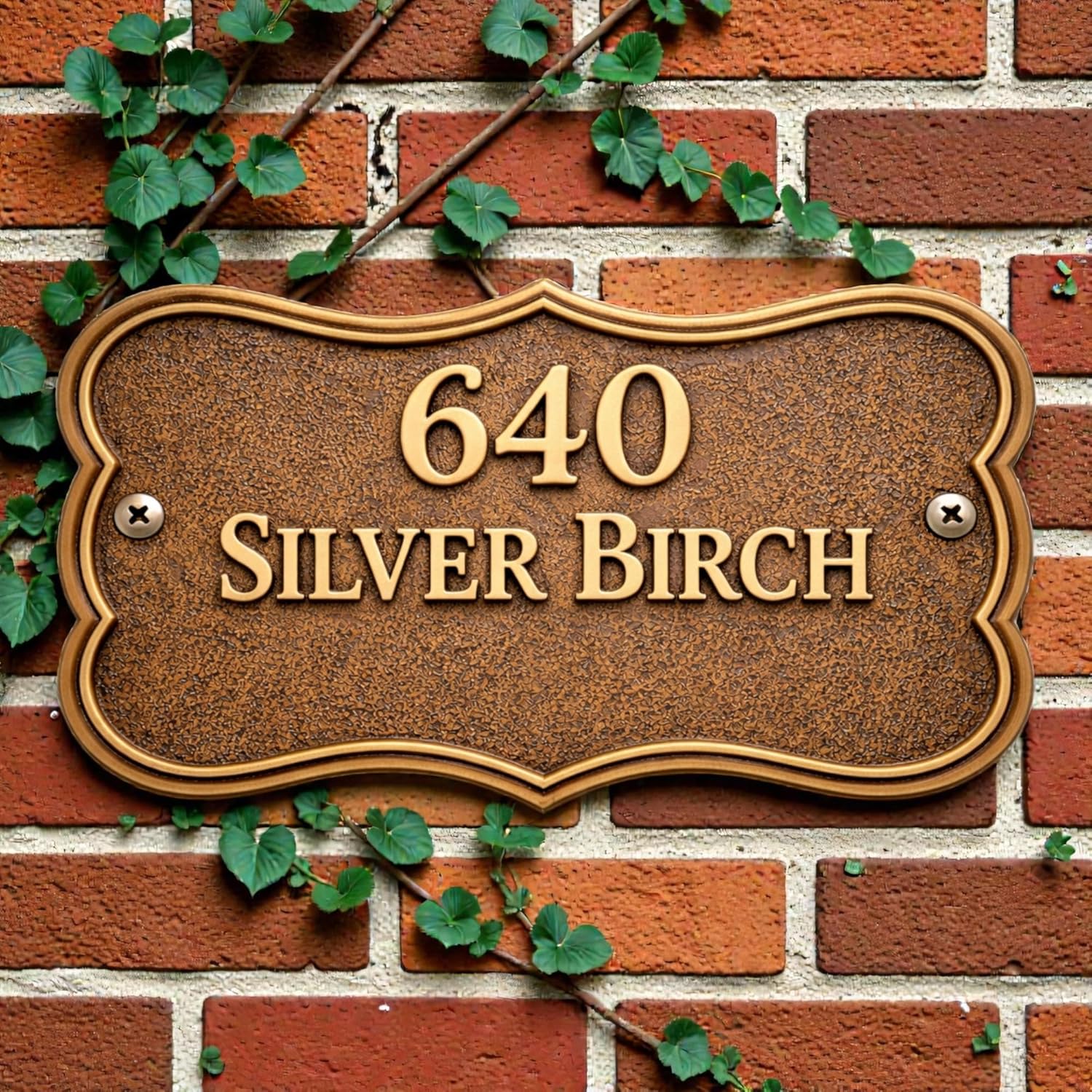 Personalized Brass Address Plaque, Custom Cast Bronze House Sign with Raised Letters, Antique Finish Outdoor Name Plate for Home, Door, Wall, Estate & Farmhouse Decor (Multiple Sizes 6"x4" to 50"x42")