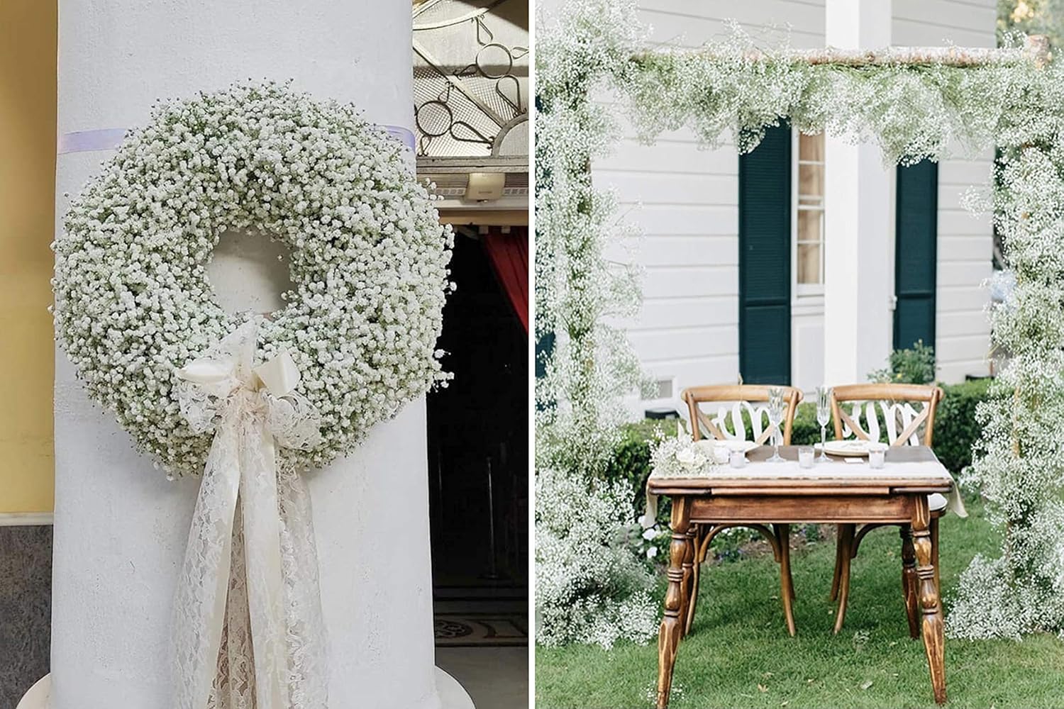 JIFTOK Babys Breath Artificial Flowers, 24 Pcs Fake Flowers Gypsophila Bouquet Fall Flowers Artificial for Decoration, Real Touch Silk Flower for Wedding Christmas DIY Party Home Garden Office(White)