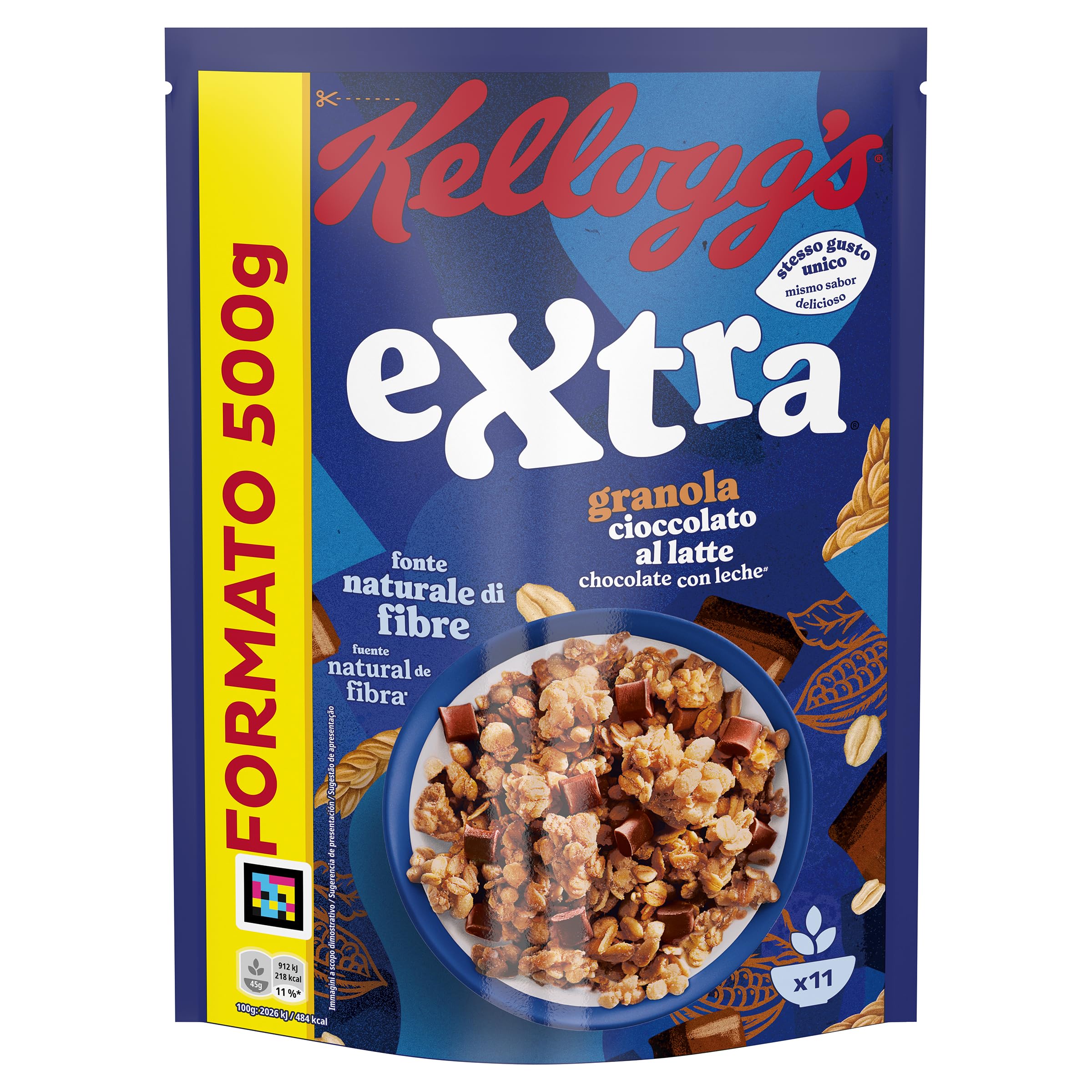 Kellogg's Cereali Extra | Gusto Cioccolato al Latte | Granola con Avena Croccante | Confezione Singola da 500g (1 x 500g) - 1
