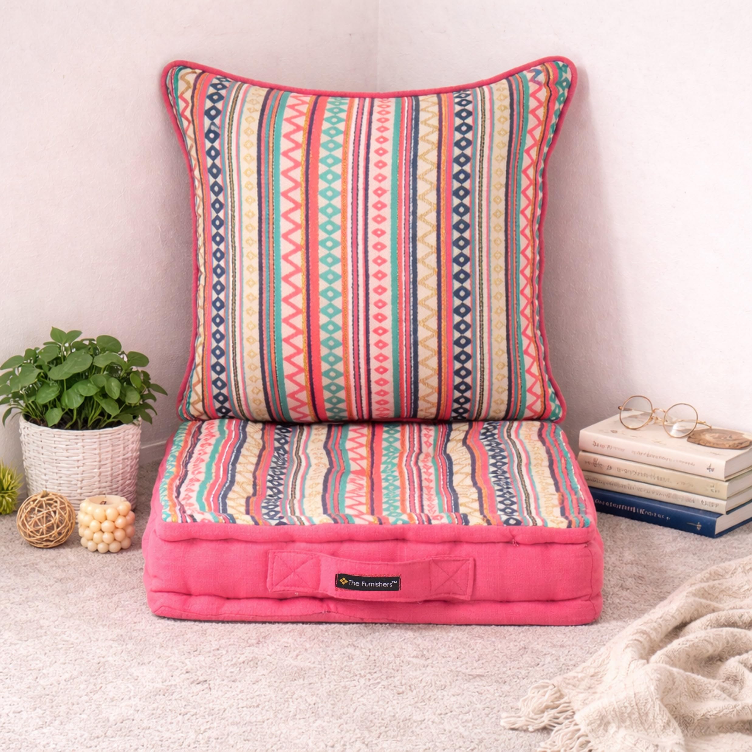 Orange Woven Floor Cushion - Cozy Seating & Meditation -29