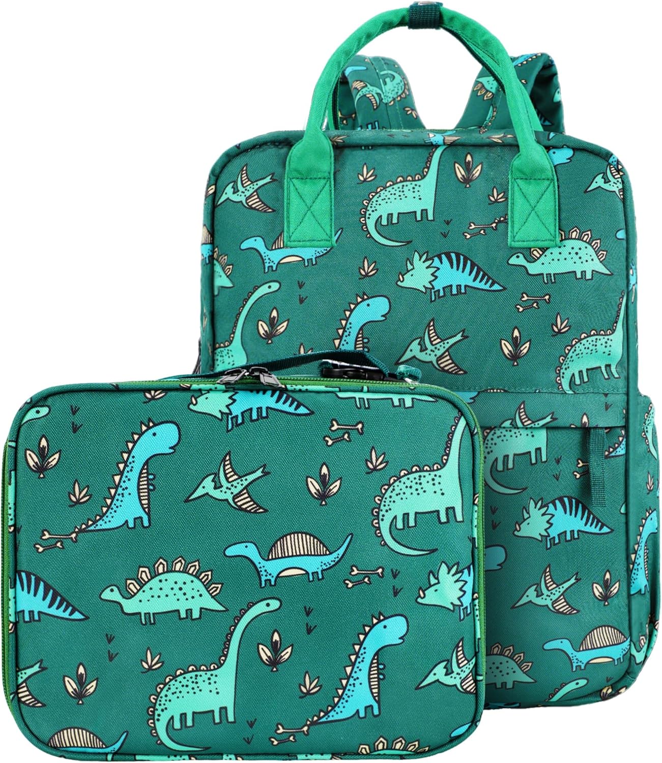 Toddler Backpack with Lunch Bag Box Set for Preschool Kindergarten Boys Girls Kids Small Backpacks School Bookbag for Elementary Primary(Green Dinosaur)