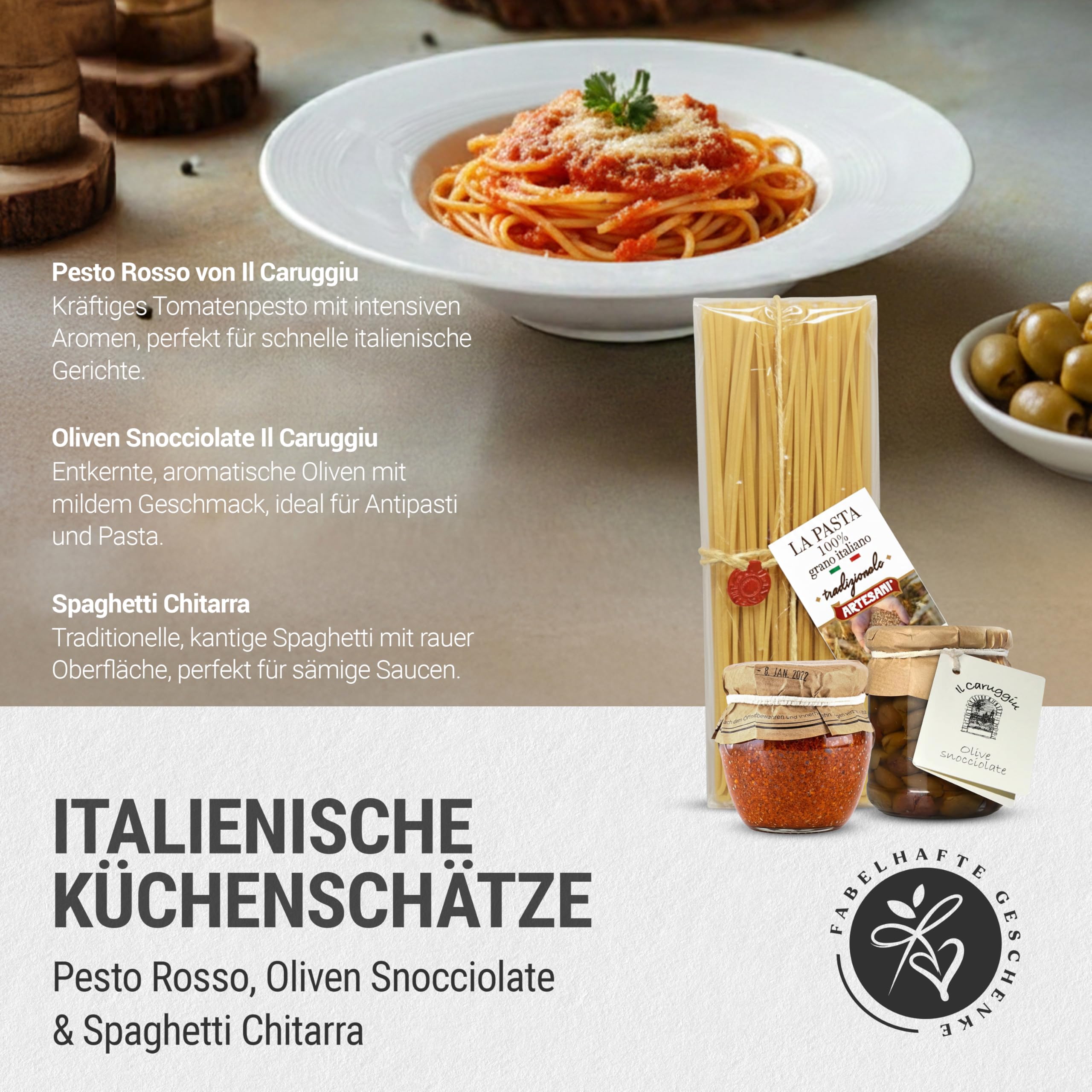 Präsentkorb Kulinarik Italien gefüllt mit trockenem Rotwein und italienischen Spezialitäten | Geschenkkorb für Männer & Frauen | mit " Herzlichen Glückwunsch" Banderole
