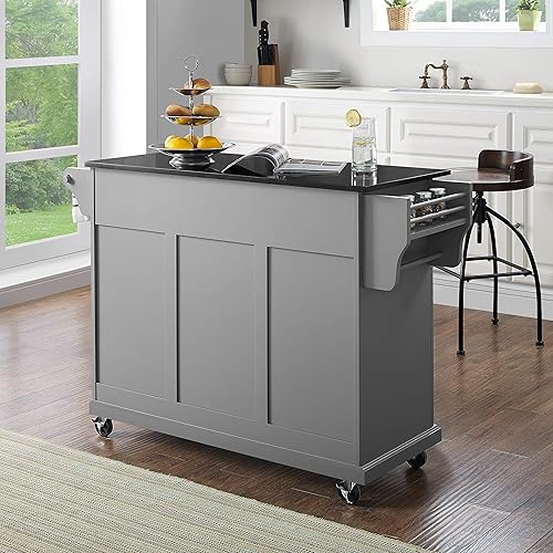 Vista 97 de Crosley Furniture isla de cocina con ruedas, Madera, Blanco