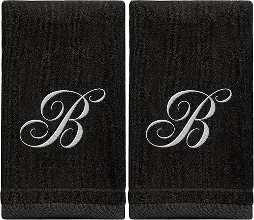 Miniatura 9 de Juego de 2 toallas con monograma, regalo personalizado, 11 x 18 pulgadas, juego de 2 toallas bordadas blancas, extra absorbentes, 100% algodón,