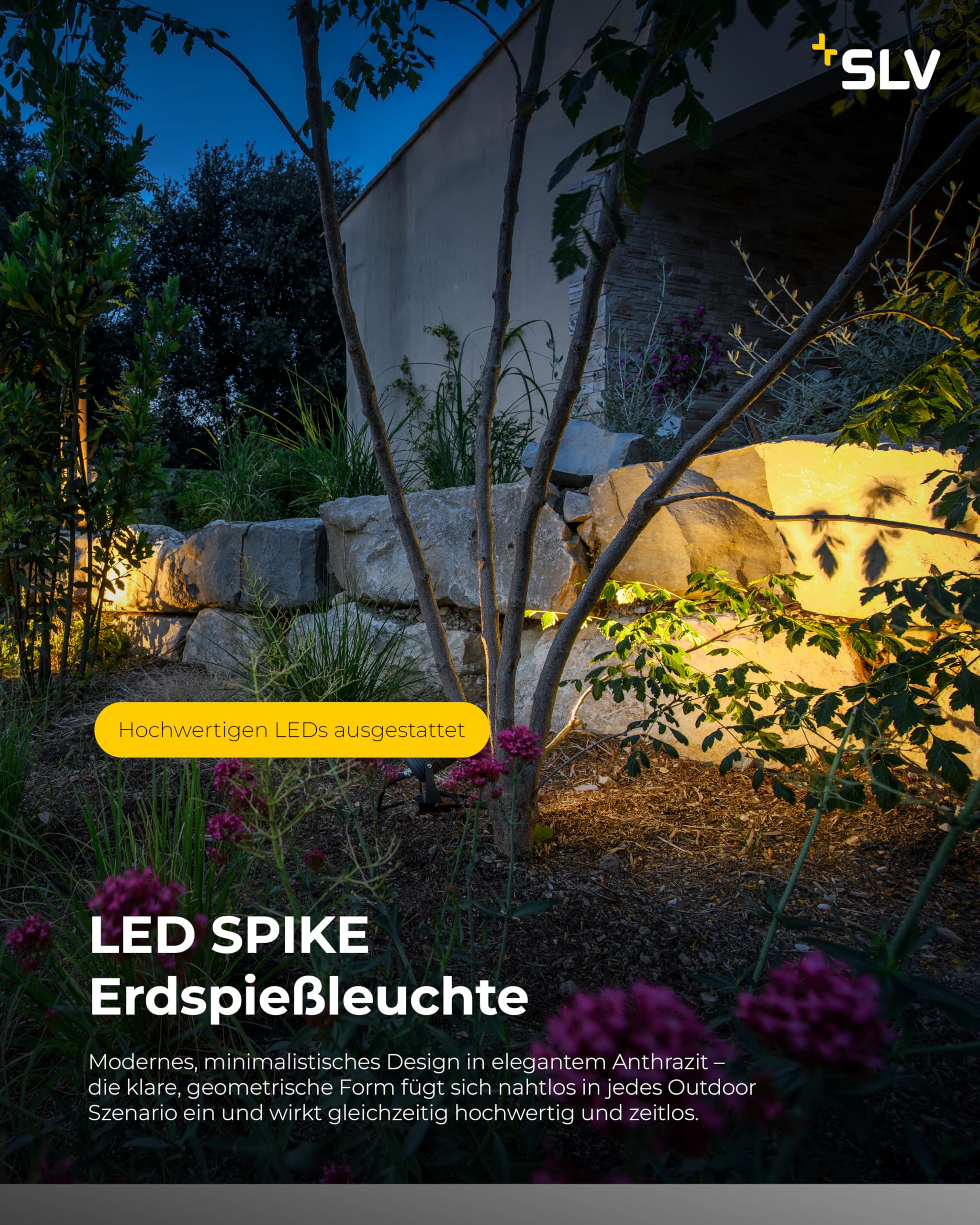 SLV LED SPIKE | Außenlampe für die Beleuchtung von Garten, Terrasse, Pflanzen, Wegen, Teich, Außen-Strahler, Mobile Leuchte | IP55, anthrazit, LED Inside, 3000K