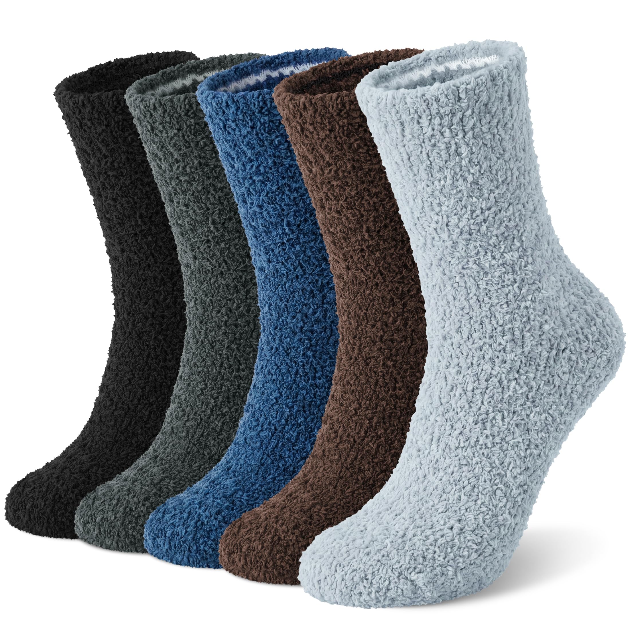 Chalier Cozy Mens Fluffy Slipper Socks 5 Pairs Thermal Winter