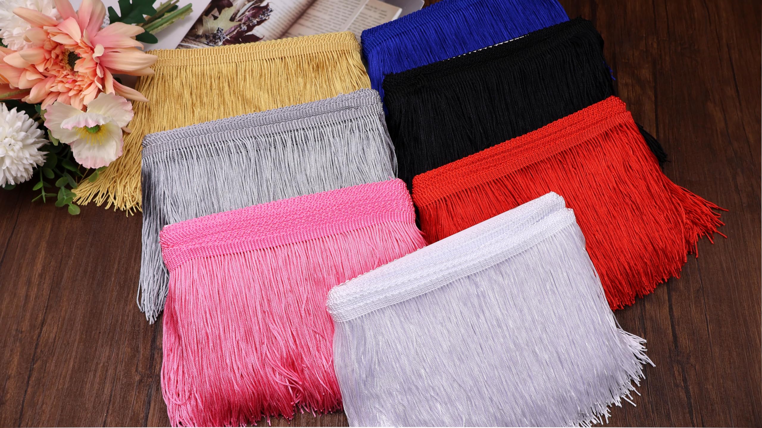 GXTIZAS Black Fringe Trim - 10 Yards Of 6-Inch Tassel Lace For Sewing, Crafts, Dress & Decor - View #2