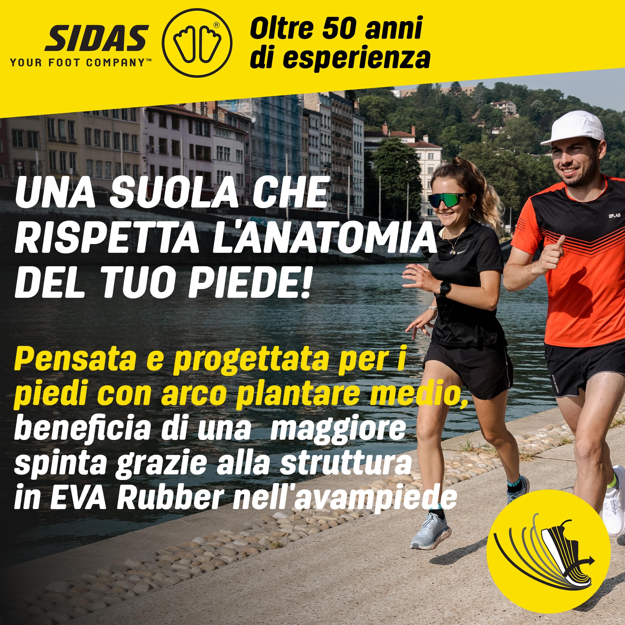 Sidas Solette 3Feet Activ' Mid, Corsa e Multisport, per Arco Plantare Medio, Assorbimento degli Urti, per Scarpe da Uomo e Donna