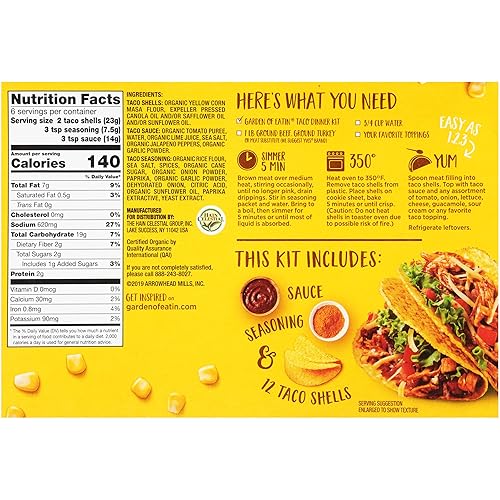 Miniatura 2 de Garden of Eatin' Kit de cena de taco, maíz amarillo, 12 conchas de tacos (paquete de 2)
