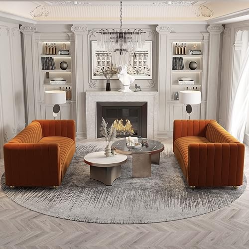 Miniatura 10 de Sofá de terciopelo verde de 81 pulgadas, moderno sofá de mediados de siglo para 3 personas, sofás de terciopelo copetudos Chesterfield para sala de