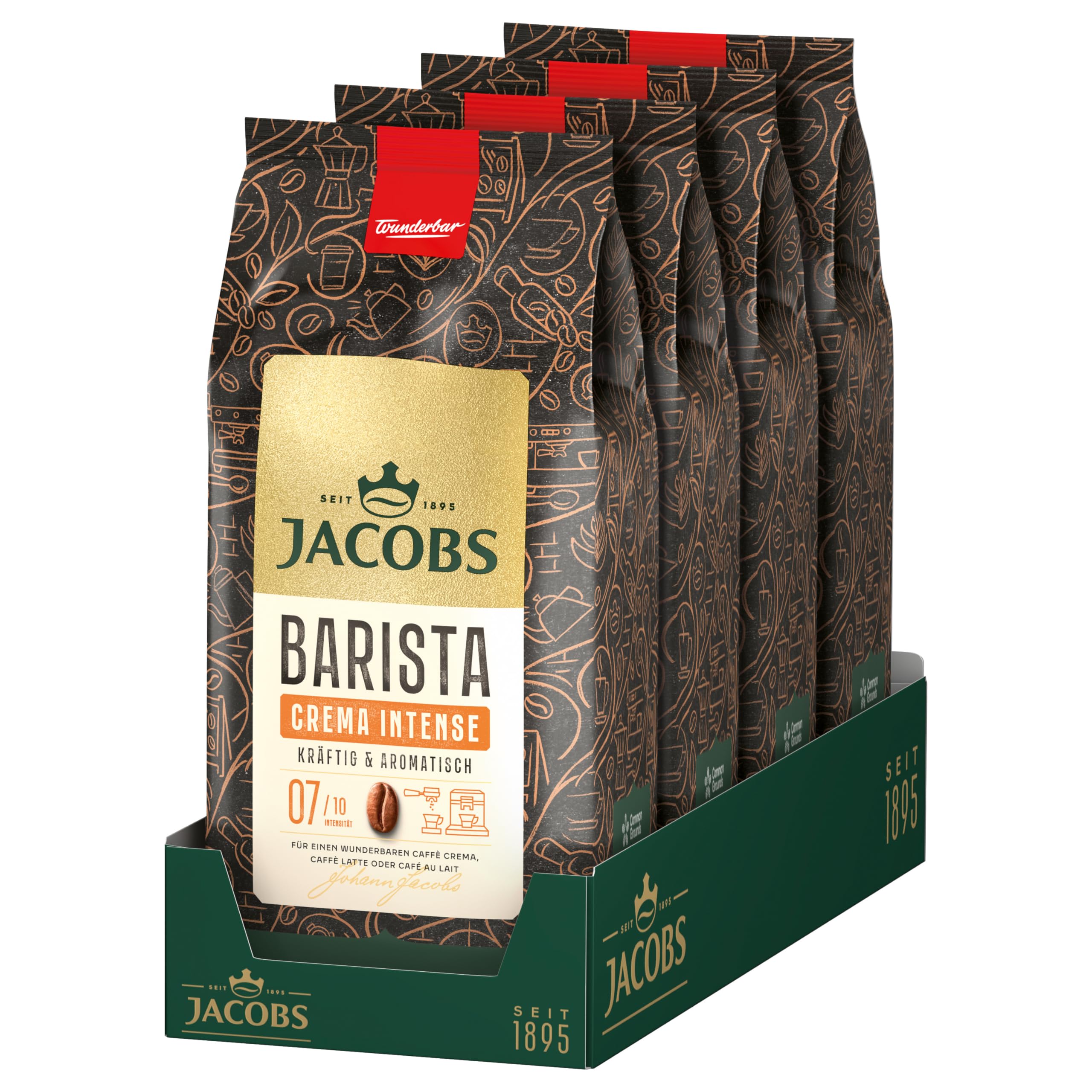 JACOBS Barista Editions Crema Intense Kaffee Ganze Bohne (4 x 1 kg)