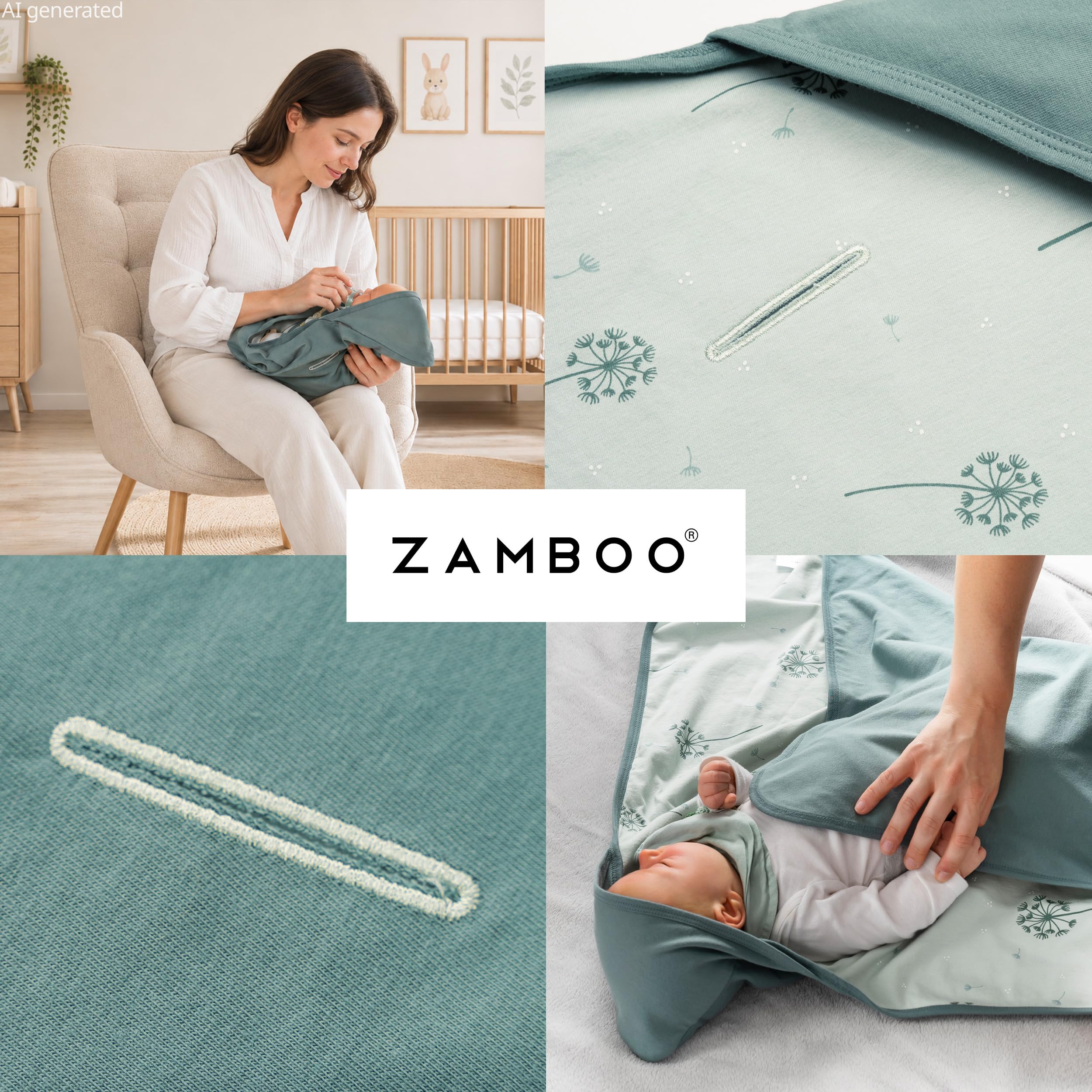 Zamboo Couverture Siege Auto Bebe - Plaid Bébé Enveloppant, Fin et Léger pour l'Été, 100% Coton, 80x80 cm, Testé Oeko-Tex Standard 100 - Vert Menthe