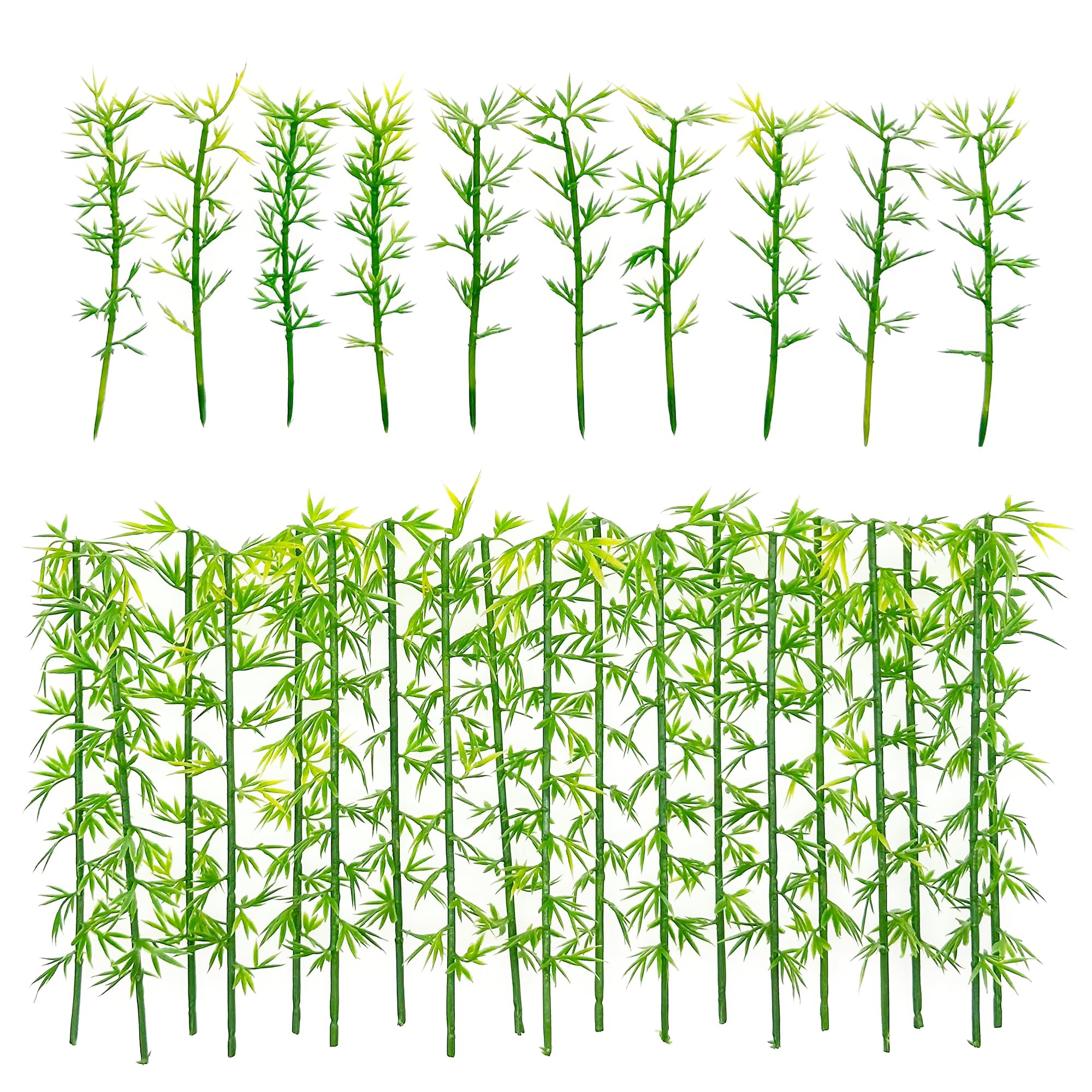 Attuslla Model Miniature Bamboo Trees, Green Plastic Bamboo Trees for Building Model, Home Miniature Landscape Landform Diorama Project (100 PCS, 8cm and 12cm)