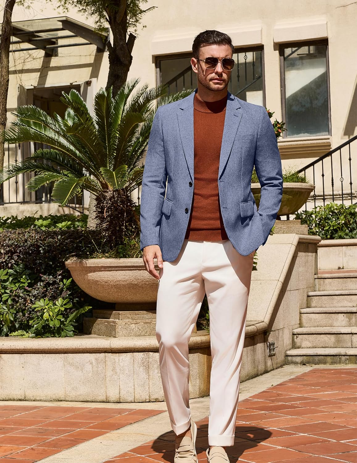 Vssjavun Mens Sport Coats Casual Blazer Two Button Lightweight Business Suit Jacket